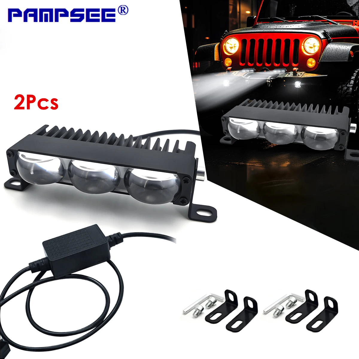 

2 шт. мини-светодиодные фары, бампер, противотуманные фары, решетка, рабочие фары, вспомогательные фары для вождения для автомобиля, мотоцикла, белый и желтый 6000K