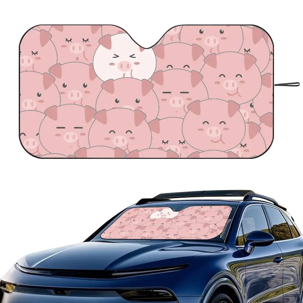 

1 шт., милый мультяшный поросенок, автомобильный солнцезащитный козырек, лобовое стекло, складной трехслойный изоляционный солнцезащитный козырек от присоски, блоки, УФ-лучи, солнце