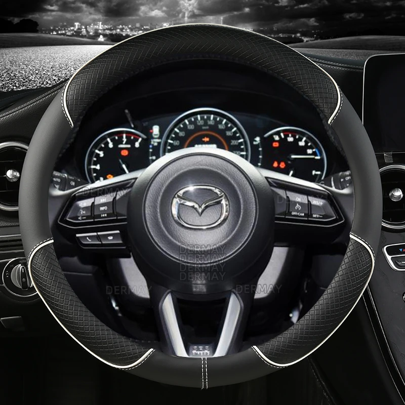 PU Leather DERMAY Car Steering Wheel Cover for CX5 CX4 CX3 CX7 CX30 CX-50 CX-60 CX-70 CX90 Auto Accessories Fast Shipping