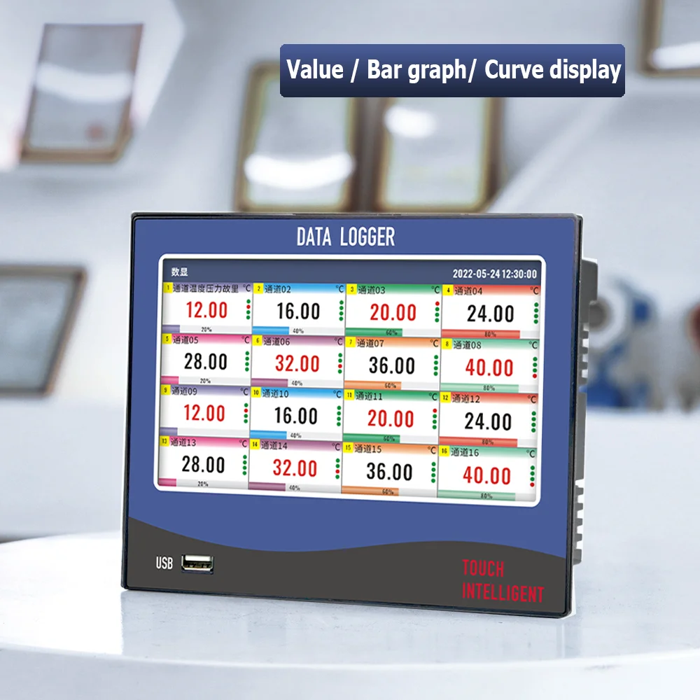 8/12/16/32/канальный промышленный регистратор данных, аналоговая входная диаграмма, кривый дисплей, регистратор температуры, бескопаперовой регистратор данных
