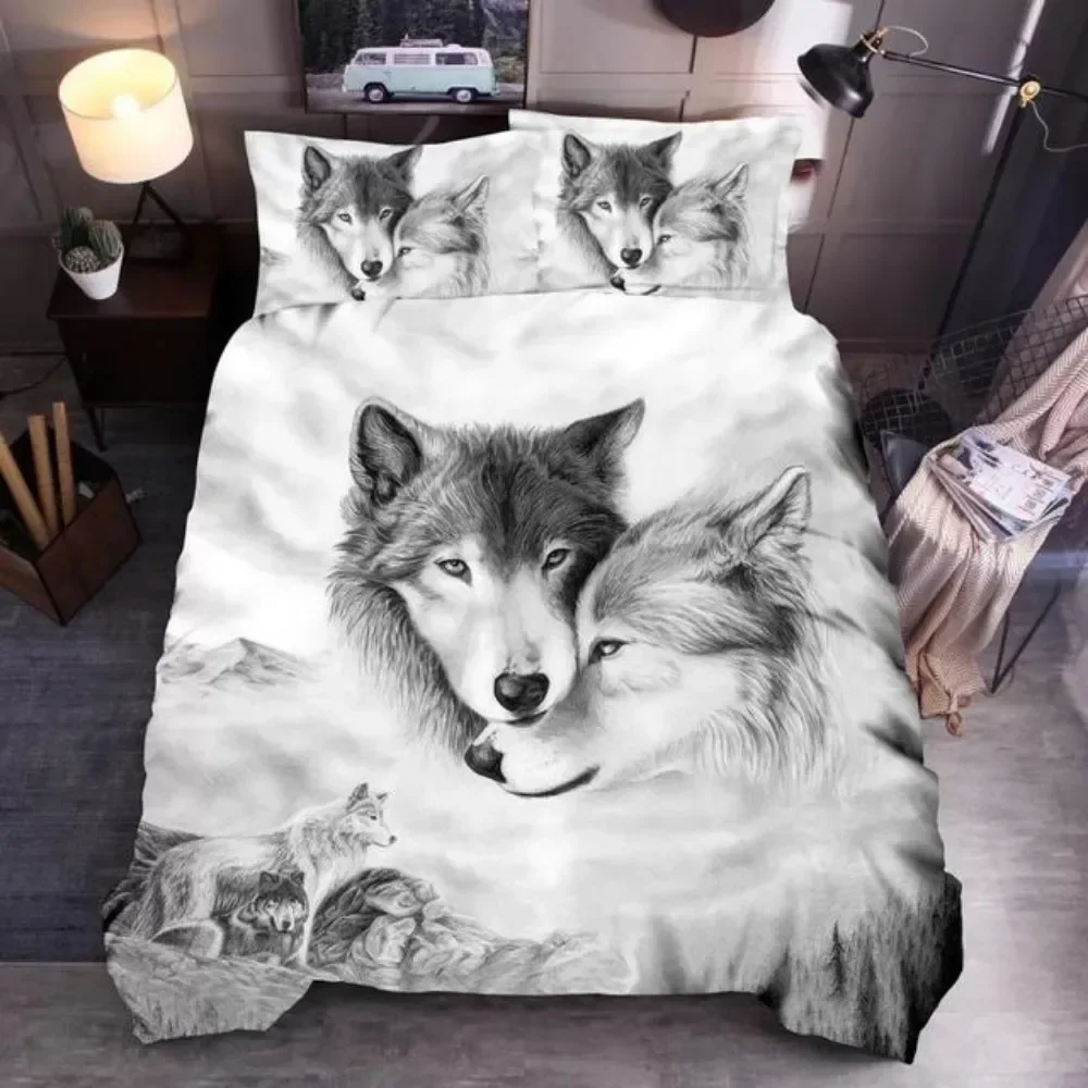 Wolf Cute Animal Bedding Set 3D Kids Adult Luxury Gifts Duvet Cover Set Soft Comforter Sets Single Full King Twin Size Bed Linen
