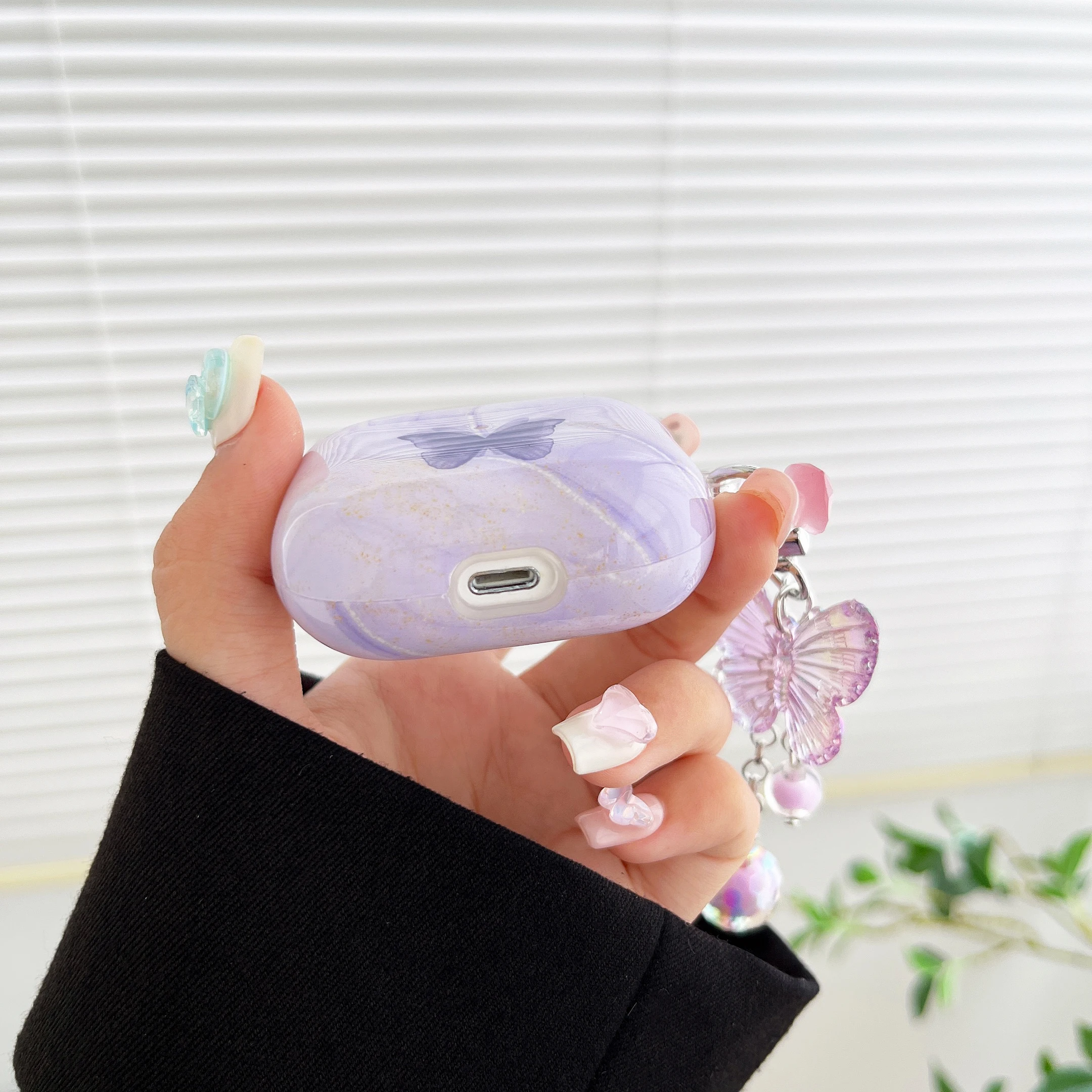 glamorous cute purple butterfly pattern case for the AirPods1/2 AirPods3 AirPods pro and pro2 TPU headphone covers