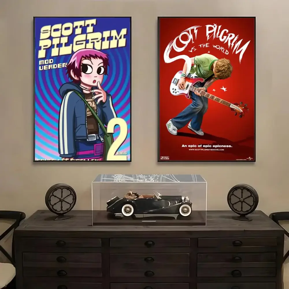 Movie S-Scott Pilgrim VS The World Poster Matte Self-Adhesive Wall Art Print Living Room Bedroom Home Decor