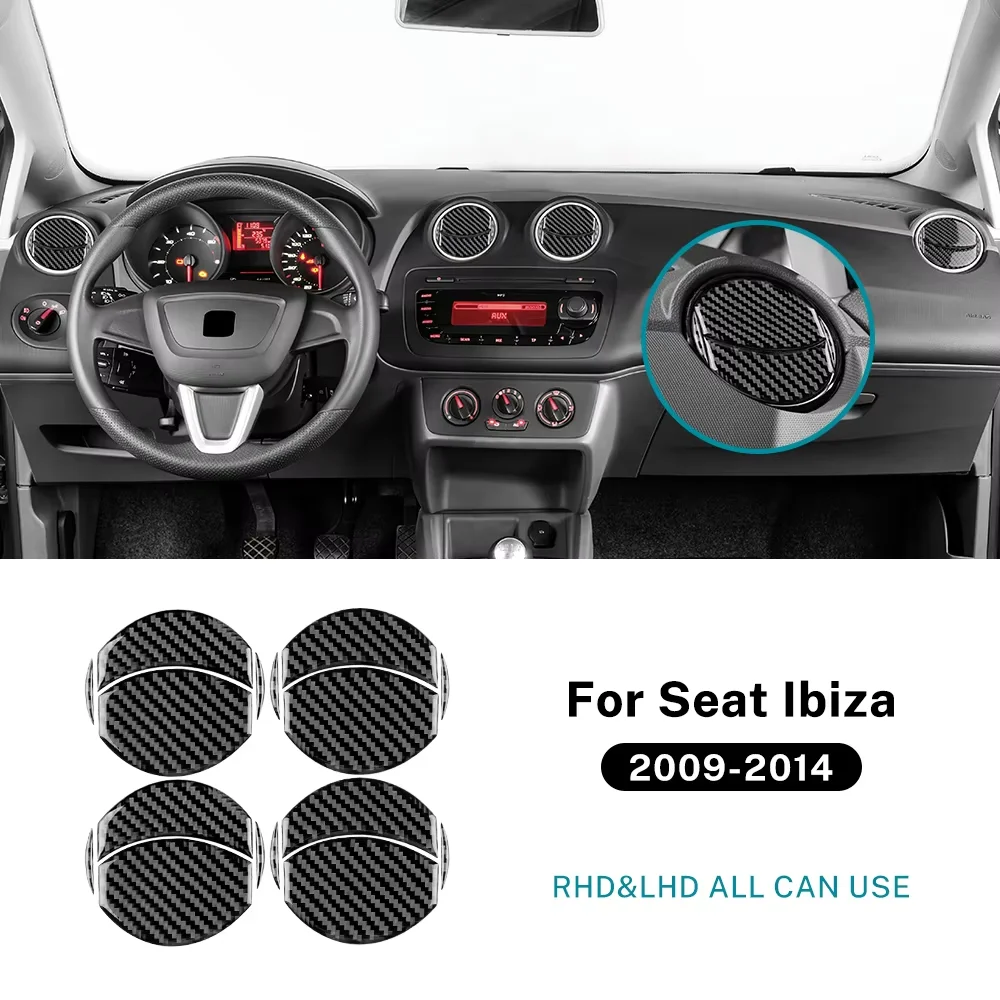 

4PCS Real Soft Carbon Fiber Sticker LHD RHD For Seat Ibiza 6j 2009 2010 2011 2012 2013 2014 Car Center Console Air Outlet Panel