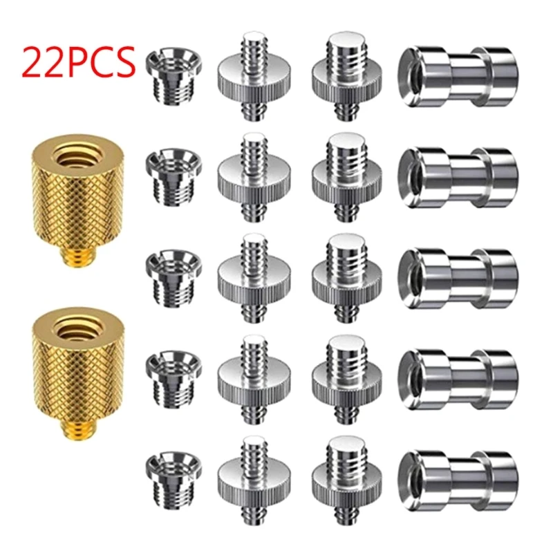 573A 22Pcs/set Metal 1/4 to 3/8 Converter Threaded Screws Tripod Camera Screw Adapter Brass Screw  Photography Accessories