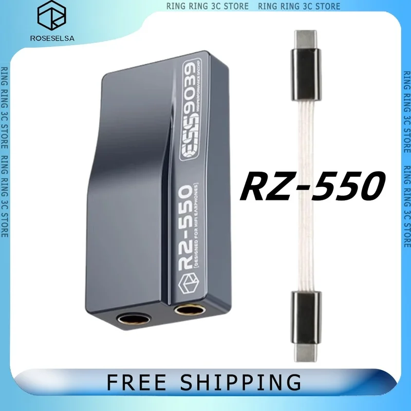 ROSESELSA RZ550 Portable Headphone Amplifier DAC/AMP ES9039Q2M Chip TypeC Headphone Amplifier DSD256 3.5mm 4.4mm Output Custom