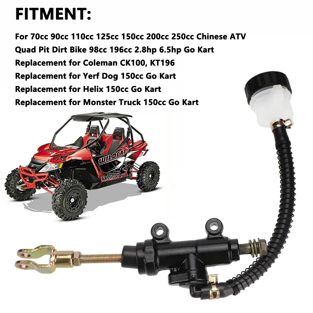 

Motorcycle Universal Black Rear Brake Master Cylinder with Reservoir Fit For ATV Dirt Pit Bike Motorcycle Quad Moped Go Kart