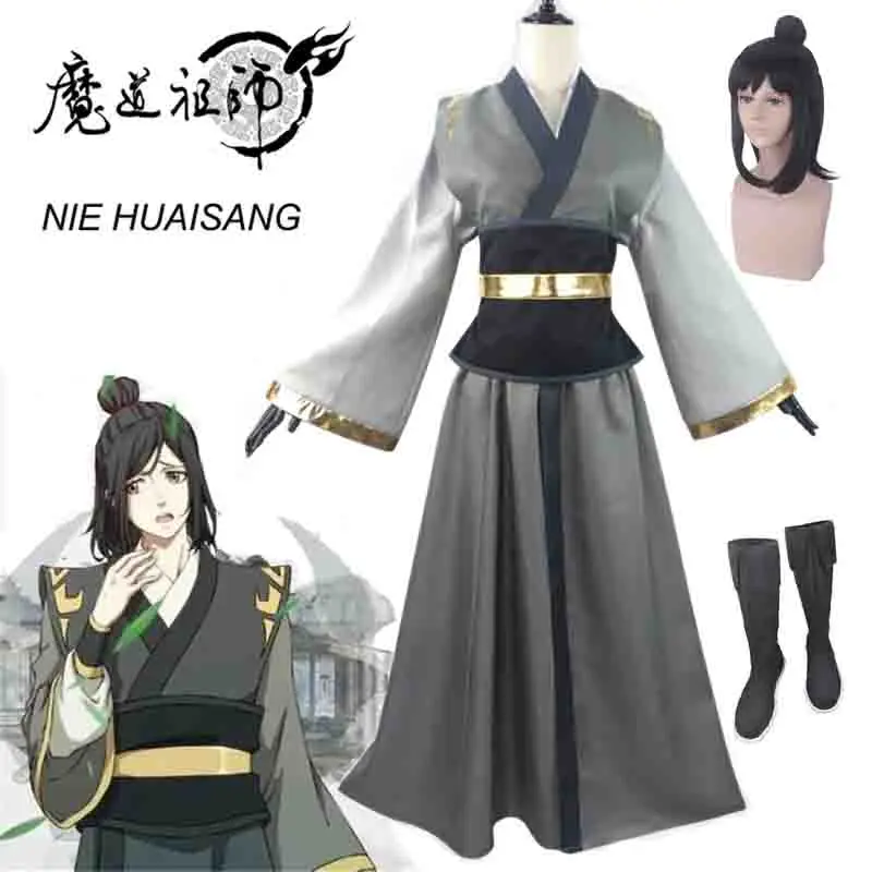 

Anime Mo Dao Zu Shi Cosplay NIE HUAISANG Young Grandmaster of Demonic Cultivation Costume Men Halloween Adult Wig Shoes Full Set