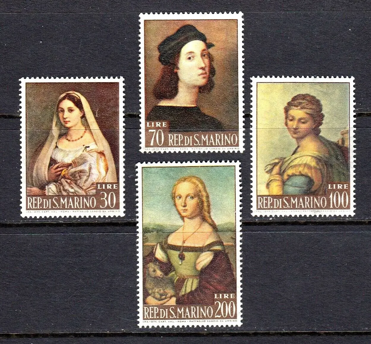 4Pcs/Set New San Marino Post Stamp 1963 Raphael Painting Stamps MNH