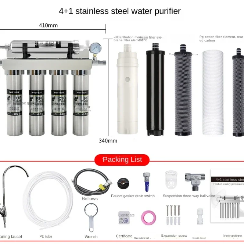 Purificador de agua potable para el hogar, filtro de grifo de acero inoxidable, Nivel 5, ultrafiltración