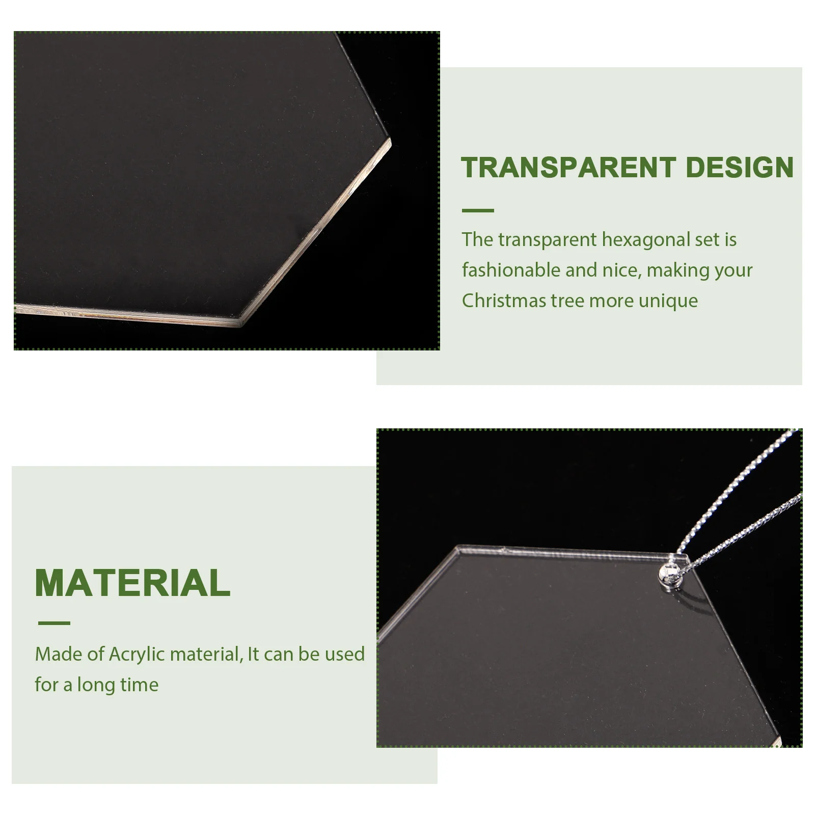 

1Set Hexagonal Acrylic Slice Decorations Christmas Tree Hanging Xmas DIY Craft Clear Acrylic Tree Ornaments Holiday Decor