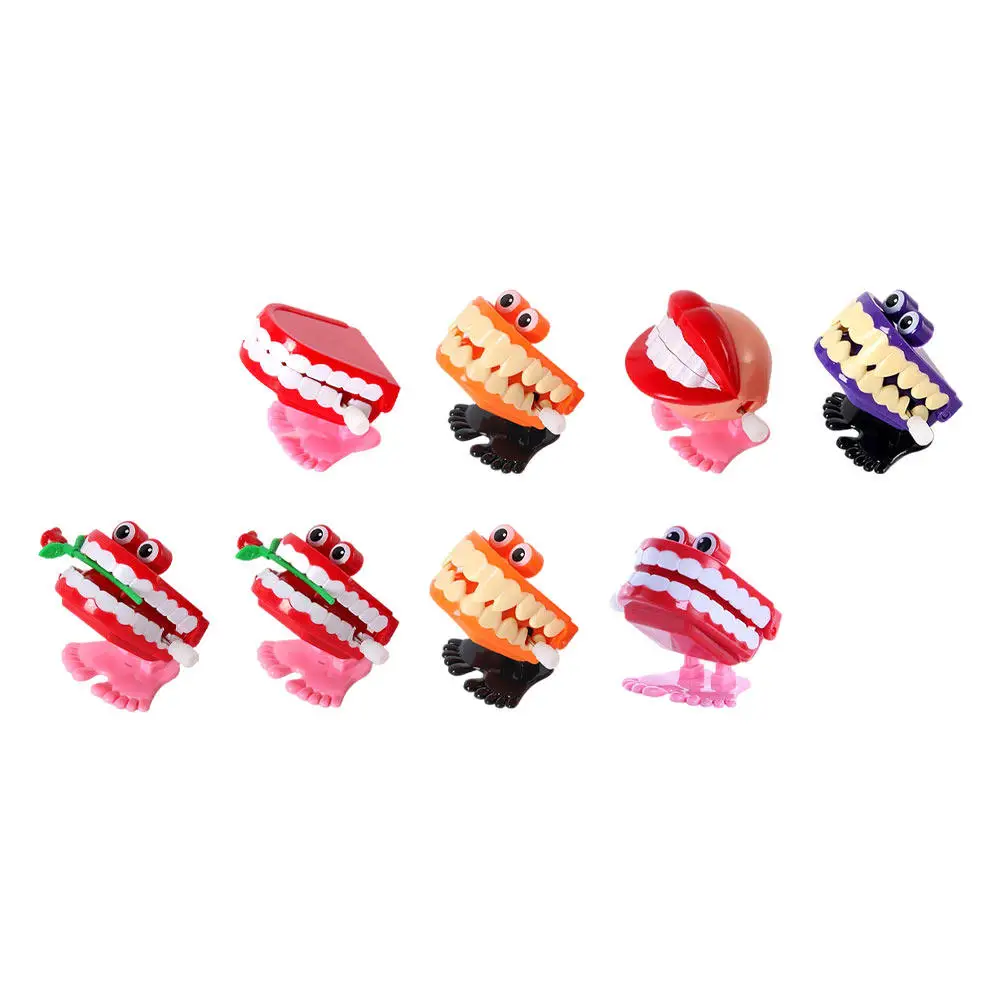 8Pcs Wind-Up Chattering Teeth Creative Funny Walking Educational Plaything Plastic Clockwork Kids Gift for Intelligence