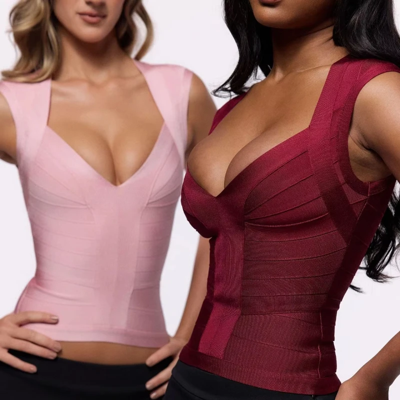 Image of Einfaches, hochwertiges Retro-Freizeithemd mit tiefem V-Ausschnitt, schmal geschnittene Weste, modisches Alltags- und Pendler-Oberteil, temperamentvolles Off-Shoulder-Shirt