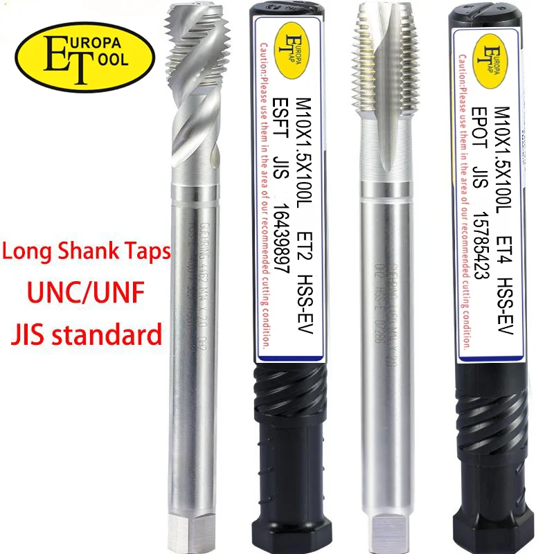 

ET HSS-EV Lengthening JIS Standard Spiral Fluted Tap UNC/F 0-80 2-56 4-40 6-32 1/4 5/16 Screw Thread Spiral Pointed Taps