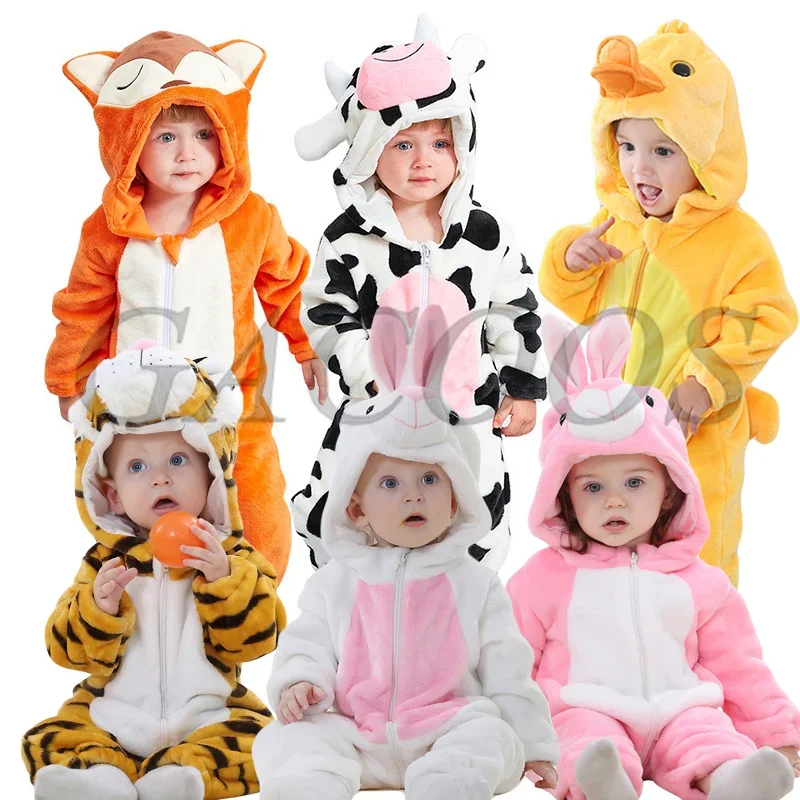 Newborn Animal Cartoon Rompers Pyjamas Lion Monkey Costumes