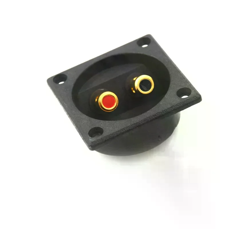 Square Shape Double Binding Post Type Speaker Box Gold Terminal Cup Black