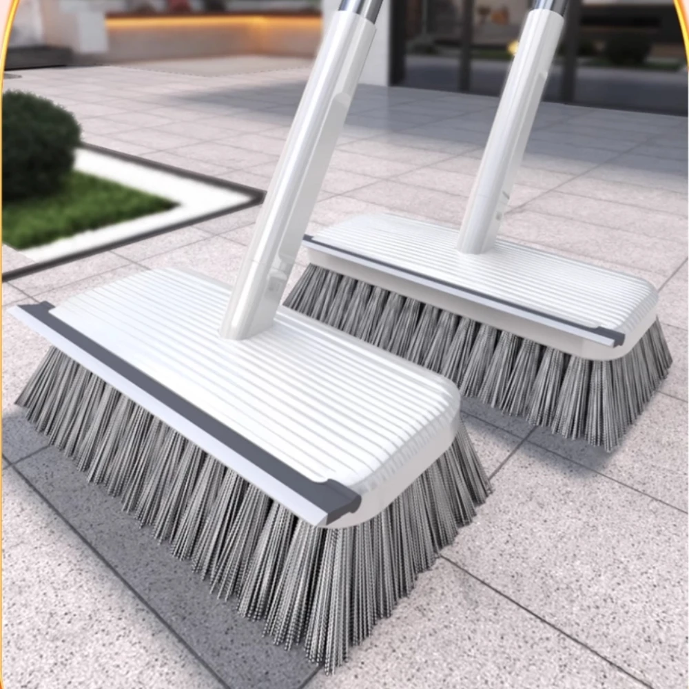 Stainless Steel Wire Floor Brush Long Handle Scraper Broom for Courtyard Outdoor Swimming Pool Patio Moss Removal