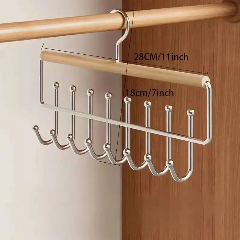 1pc Versatile Wooden Hat Organizer Rack With Hooks Caps Belts Ties Storage Space-Saving Home Retail Display Clothes Storage view 4