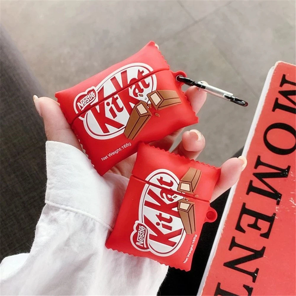 3D Kitkat Cute Chocolate Chip Cookies Wireless Earphone Case For Airpods 1 2 3 Pro Box Bluetooth Headset Silicone Luxury Cover