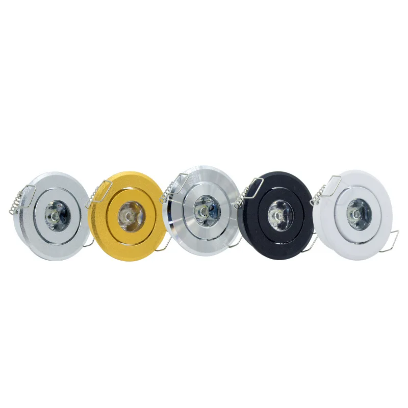 

led mini downlight ac/dc 12v 1W 3W recessed spot light black/white/silver/Gold with dimmable driver hole size 42-45mm