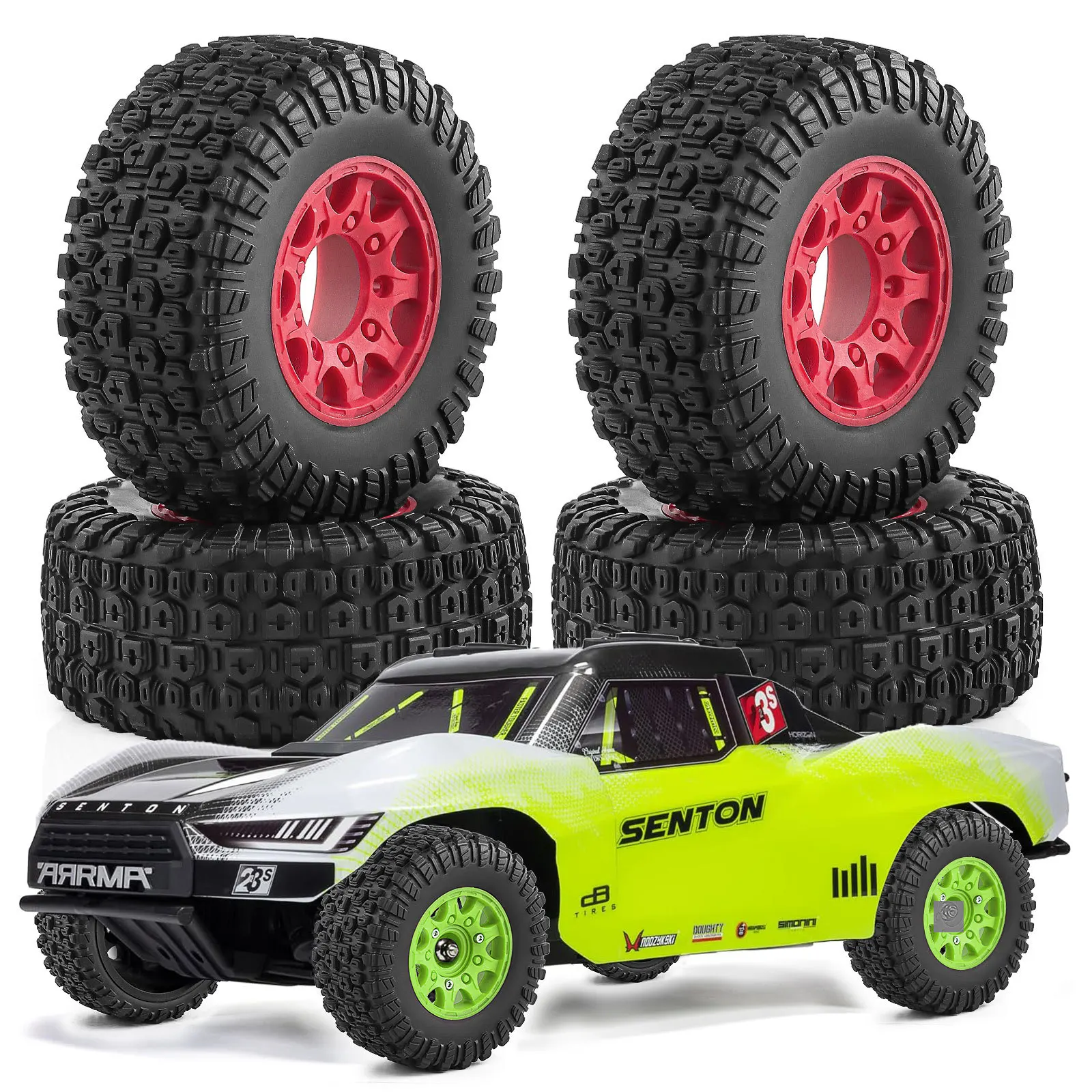 

4pcs 109mm Short Course Truck Tires Wheel Set with 12/14/17mm Hex for 1/10 ARRMA Senton Fury 223S BLX RC Car Upgrade Parts