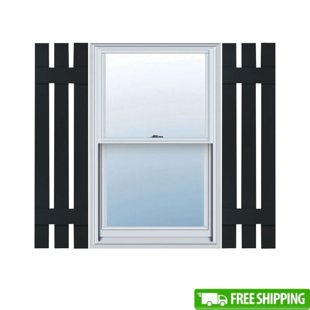 

Durable Vinyl Board and Batten Shutters Rustic Exterior Shutter Style Easy Installation Color Matching Hardware Water Resistant