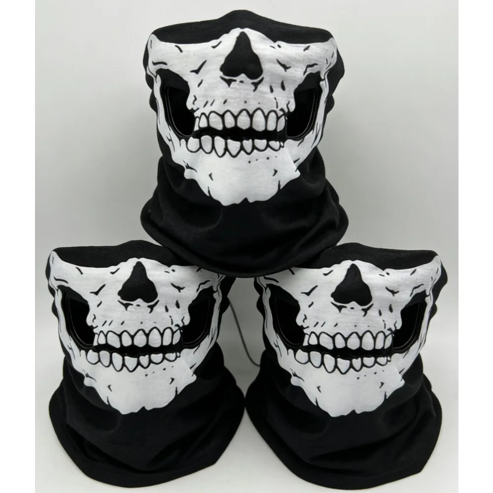 10pcs Skull Seamless Windproof Motorcycle Scarf Breathable Mask Thickened Autumn Cycling Face Cover Balaclava Headwear