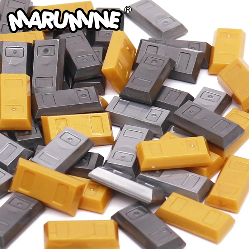 Marumine bloques de construcción de barra pirata, piezas de bloques de oro de 100 piezas, 1x2 Placa, moneda Compatible con 99563 DIY MOC, accesorios de rompecabezas