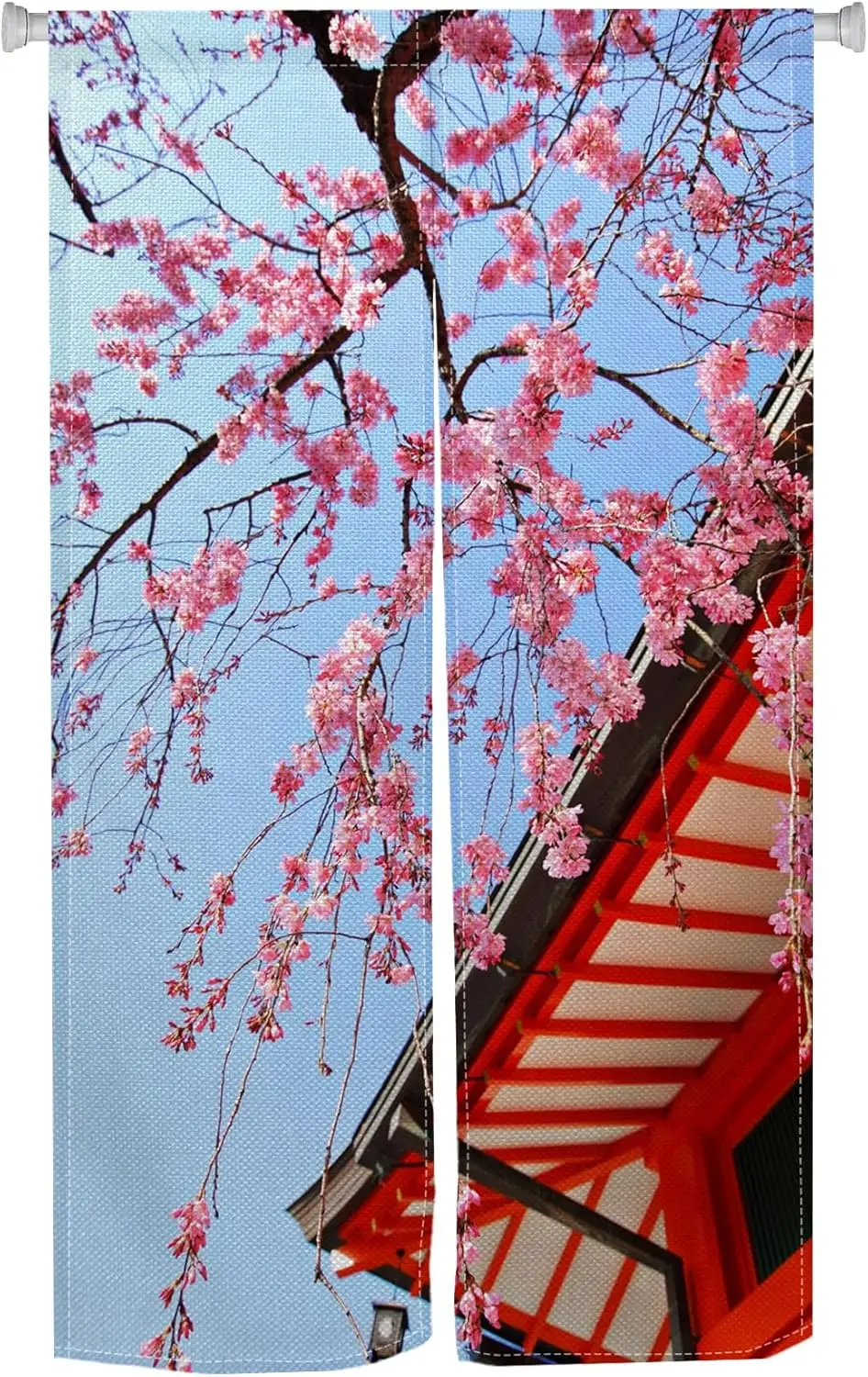 Japanese Doorway Curtain Noren Cherry Blossoms and Chinese Style Eaves Painting Japanese Style Curtains Door Tapestry for Wall