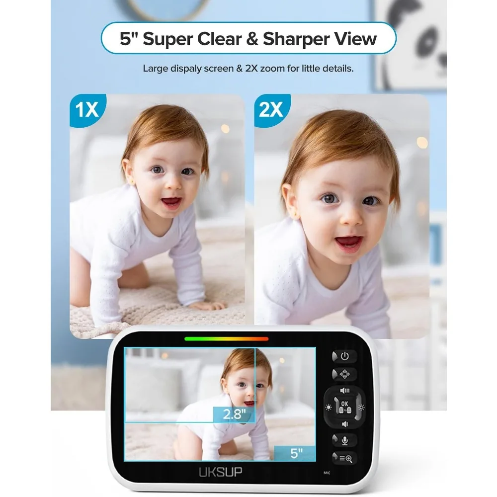 SM663V2 Baby Monitor with 2 Cameras - 5" Display Video Baby Monitor with Remote Pan & Tilt, 2X Zoom,Auto Night Vision, 2 Way Tal