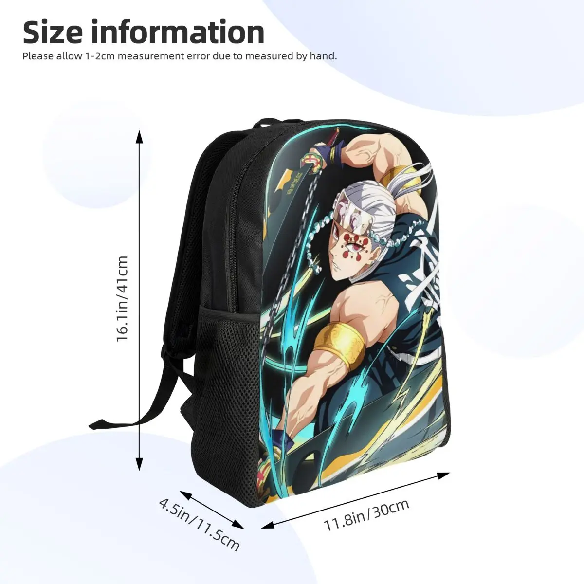 Anime Demon Slayer Tengen Uzui Classical Backpack Durable Student Business Daypack for Men Women College Canvas Bags