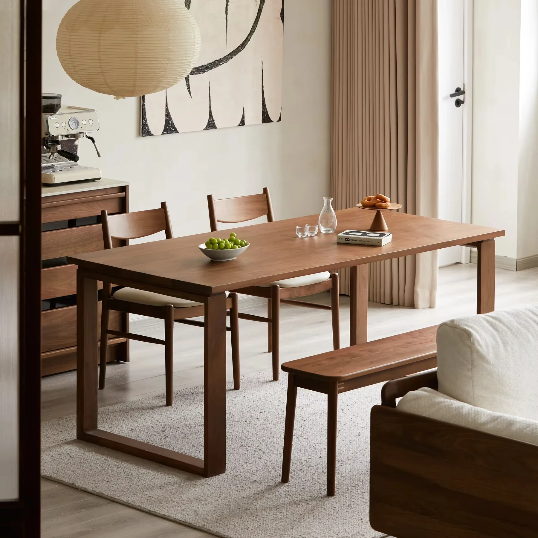 

Black Walnut Rectangle Table Dinning Room Luxury Modern Table Wooden Table for Restaurant/kitchen