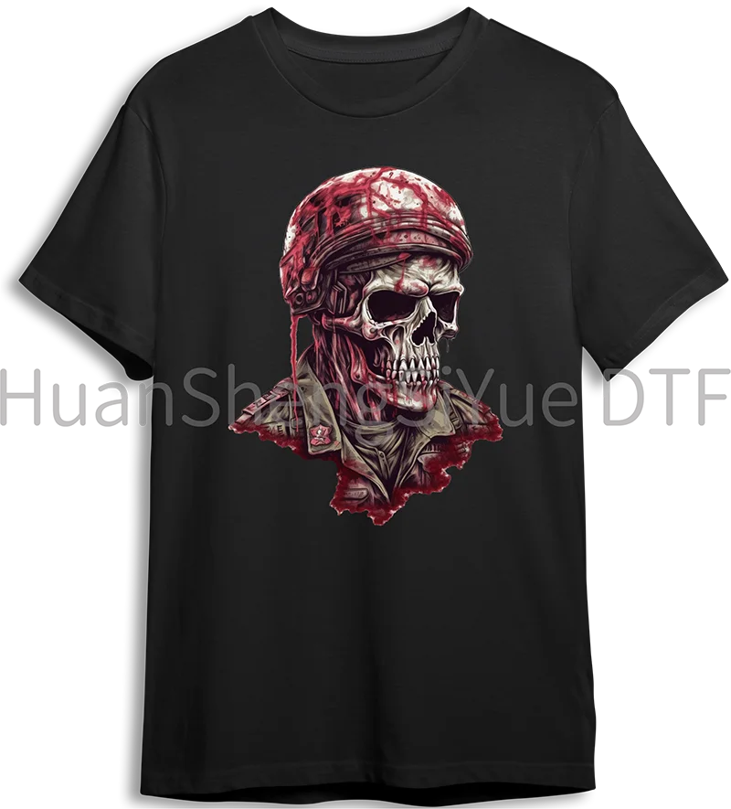 Skull Print Ironed Sticker Clothes DTF Fashion T-shirt Hoodie DIY Jacket Patch Hot Paste Paper Waterproof