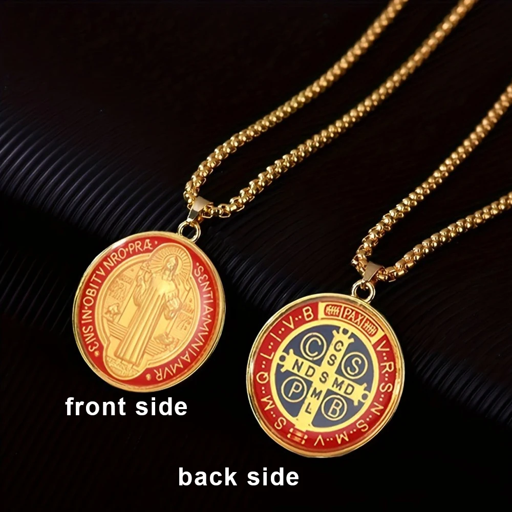 YILUOCD Saint benoît de Nursia médaille pendentif collier amulette puissante de bijoux de Protection spirituelle