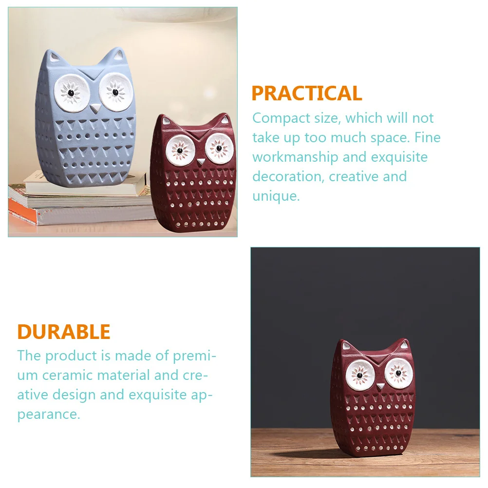 

2 Pcs Home Office Decor Owl for Figurine Ornament Mini Statue Figure Table Decoration
