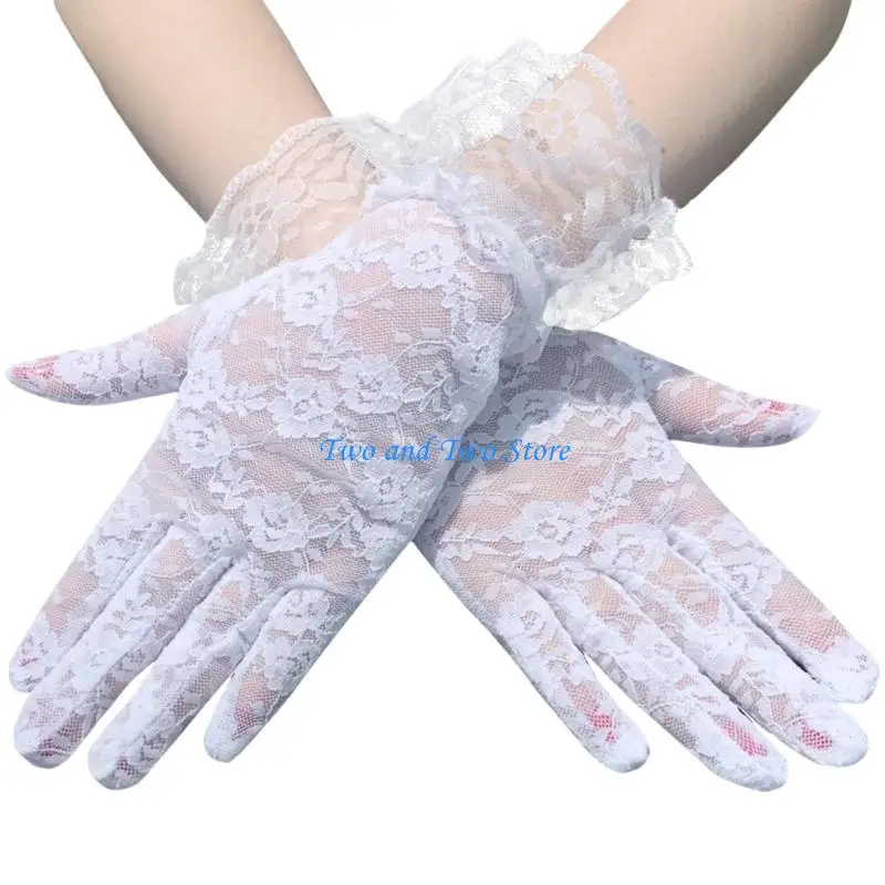 

HX6F 2lots Stylish Long Arm Gloves Breathable Lace Gloves Stretchy Lace Gloves