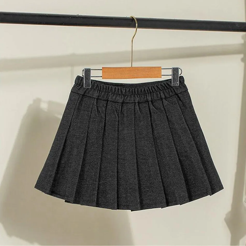 Girls Korean Solid Color Pleated Half Skirt Casual Girls Skirt Minimalist Style Half Skirt Fresh Girls Skirt