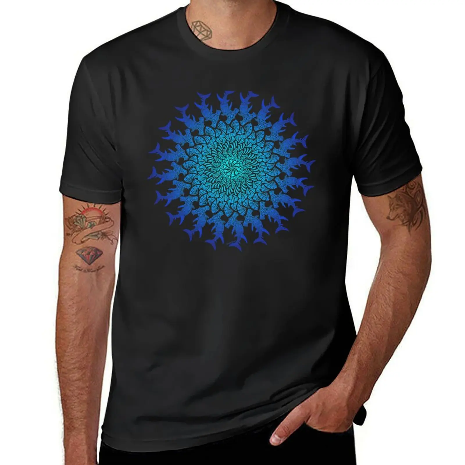 Tribal Hammerhead Mandala T-Shirt anime clothes customs boys animal print t shirts for men