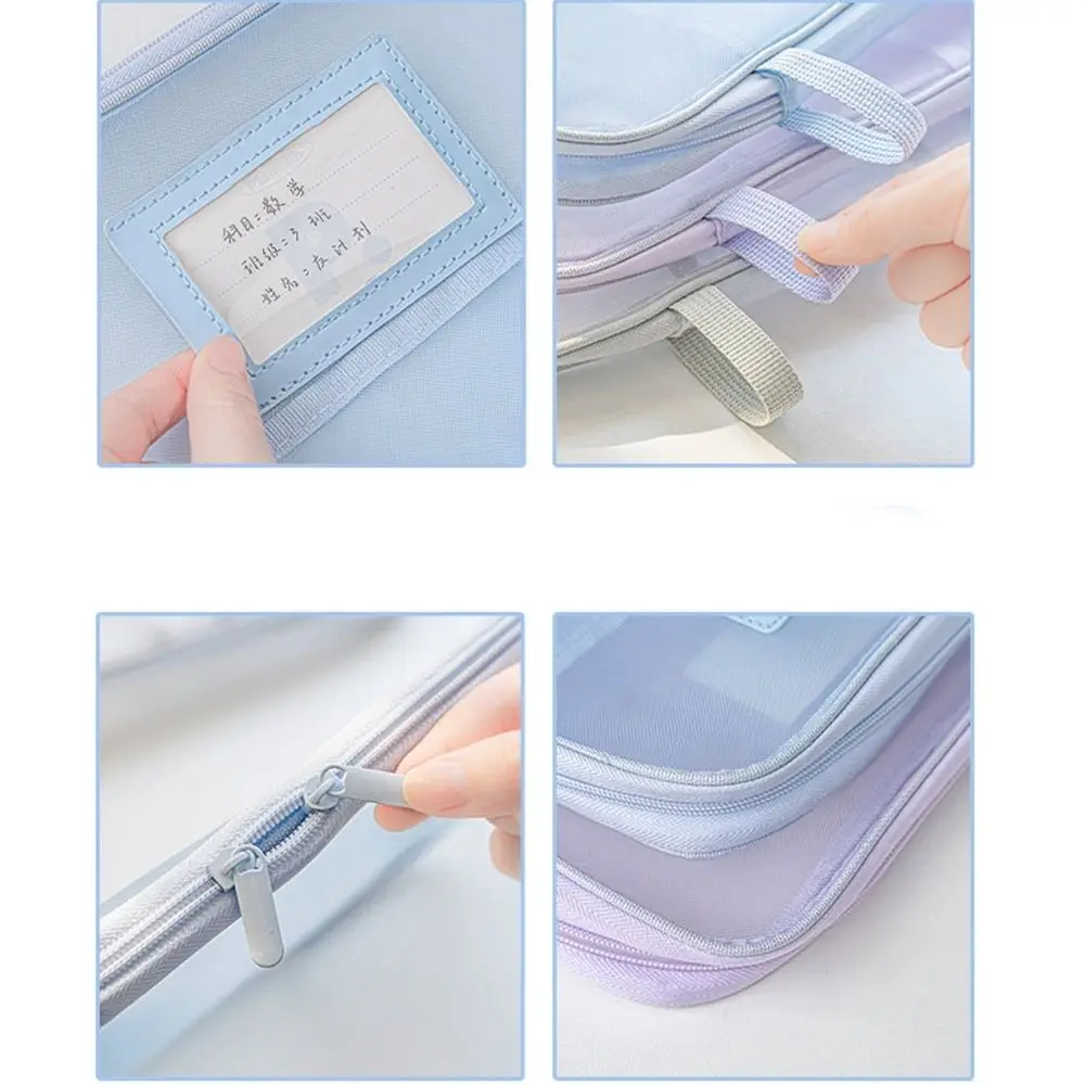 A4 Nylon Mesh Bestandstas Transparant Multifunctioneel Transparant Ritszakje Effen Kleur Grote Capaciteit