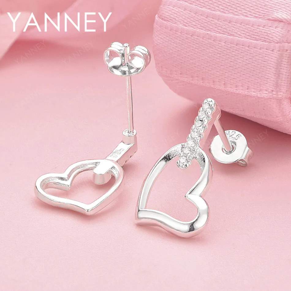 

Exquisite 925 Sterling Silver Heart-Shaped Earrings for Women, Wedding Jewelry Accessories, Fashion Party