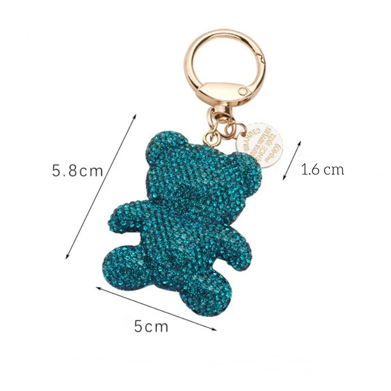 Luxury Crystal Bear Keychain For Woman Car Bag Charm Airpods Case Holder Metel Full Rhinestone Key Chain Key Ring Pendant