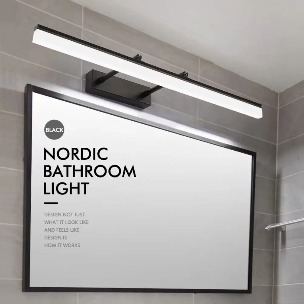 9W 40CM LED Wall Light No-Drill Anti-fog Bathroom Mirror Lamp Waterproof Retractable Vanity Mirror Light Washroom