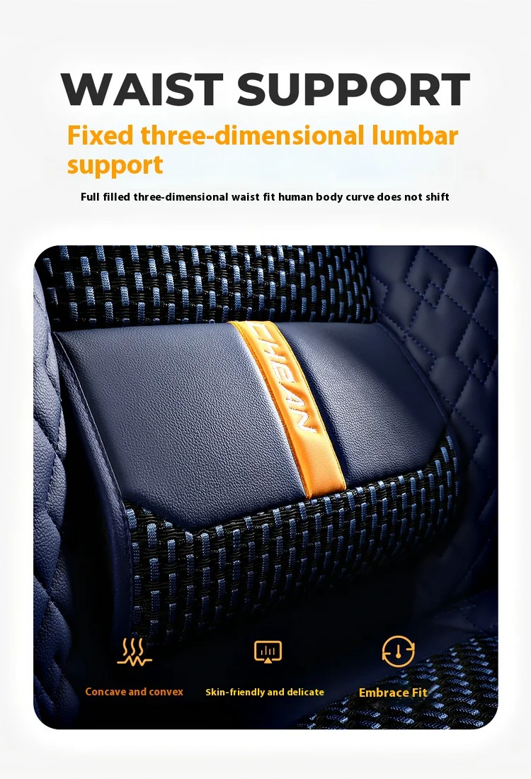 5-Sitzer Autositzbezug, Neues Nappa-Leder mit Eisseide, Feste Lendenwirbelstütze, Ganzjährig Universal, Passend für die Meisten Autos – Detail 3