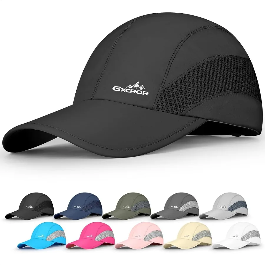 

GXCROR Running Hat for Men Women QuickDry Baseball Cap UPF50+ with Breathable Mesh Adjustable Hook Loop for Outdoor