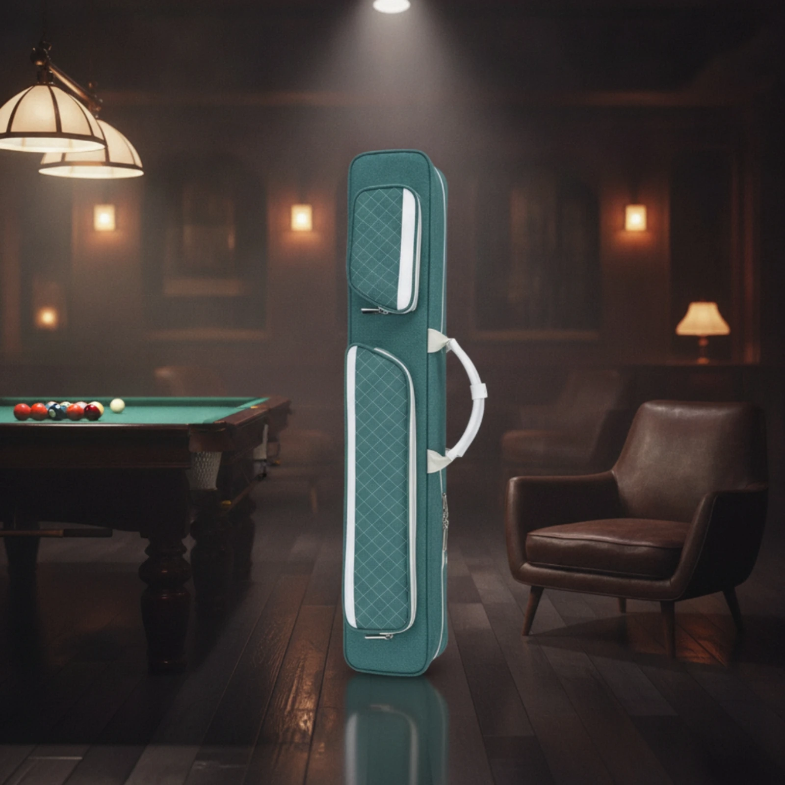 Pool Cue Case with Pockets Padded Billiard Cue Case Zippered Portable for Travel, League Nights