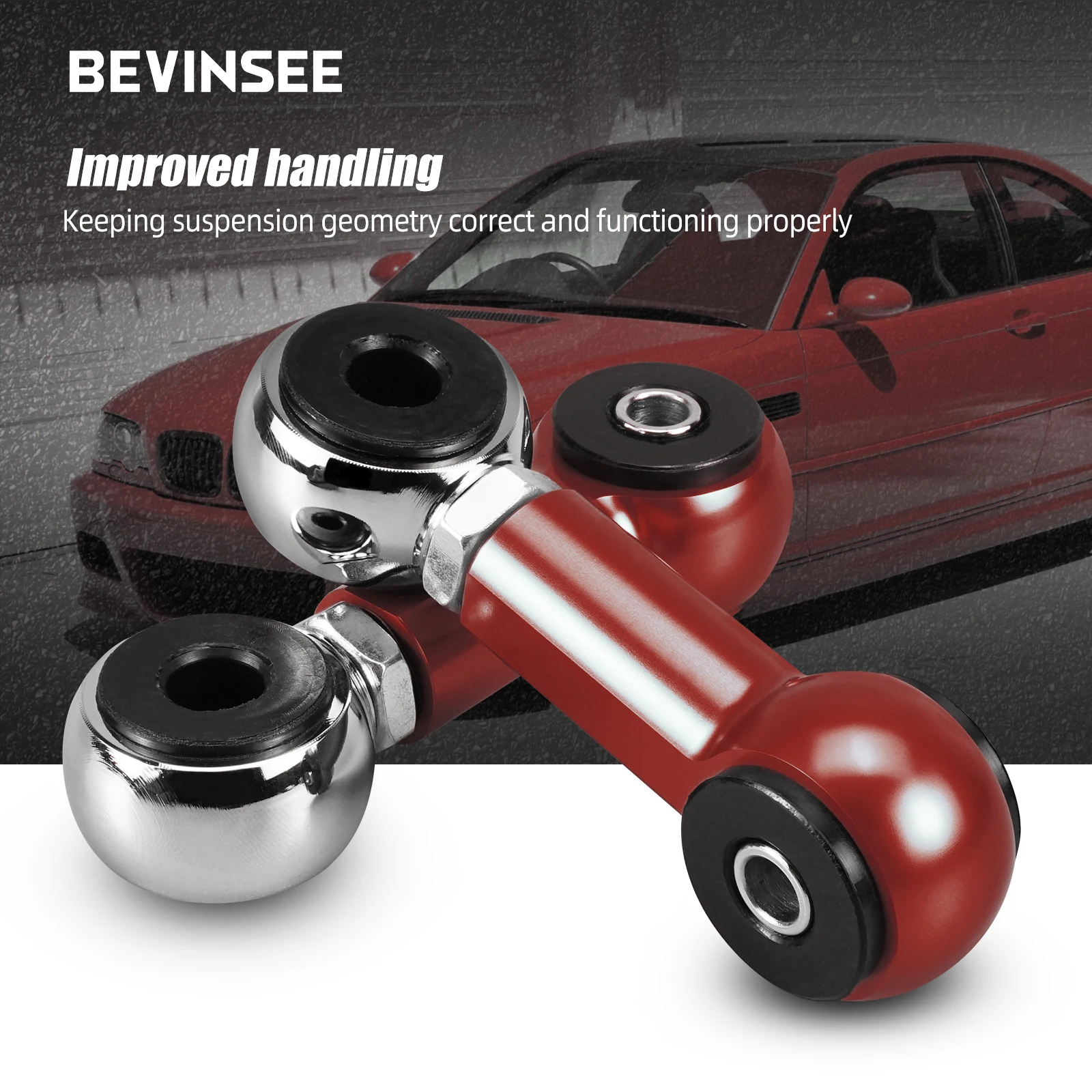 BEVINSEE Adjustable Rear Sway Bar Endlink Kit for BMW E46 1999-2006 Replace for 33551094619 33552283743 33-55-2-282-182