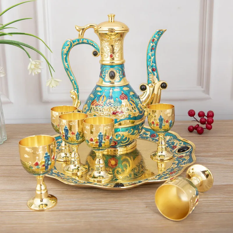 8 PCS/set zinc alloy metal wine set kitchen dining bar wine decanter moonshine accessories for home decoration JJ06