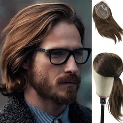 French Lace Front Mens Toupee Hair 12inch Long Hair Replacement System For European Virgin Human Hair Pieces Lace Front Man Wigs