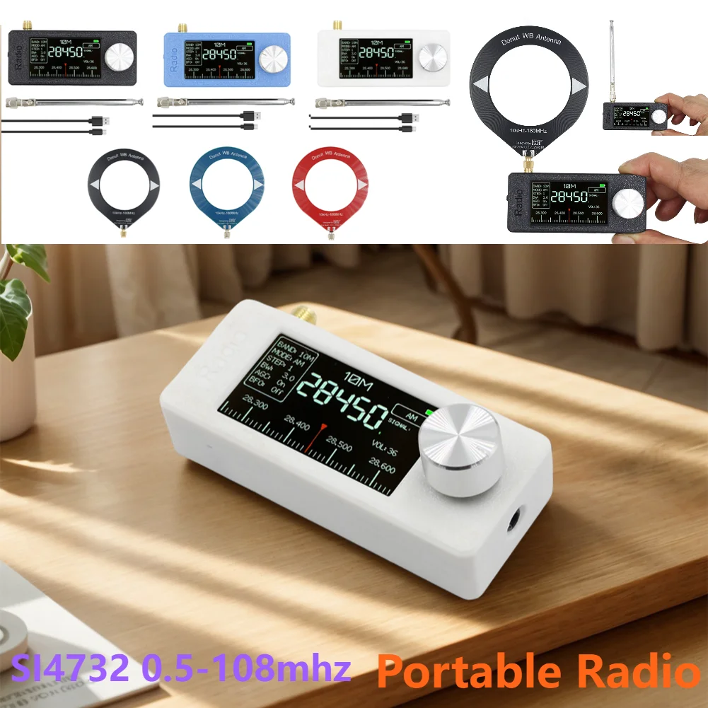 SI4732 0.5-108mhz Przenośne radio 1.9 cala IPS Kieszonkowe mini radio AM FM Odbiornik radiowy na wszystkie pasma z anteną HF SW MW Radio