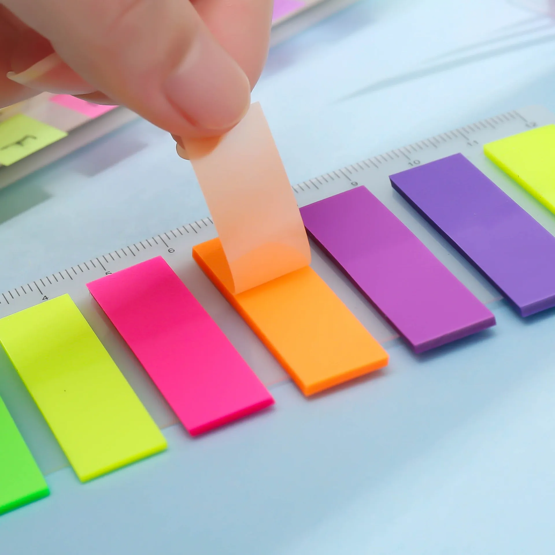 Color Fluorescence Sticky Notes Set Memo Pad Bookmarks Banners Transparent Sticky Notes School Office Stationery